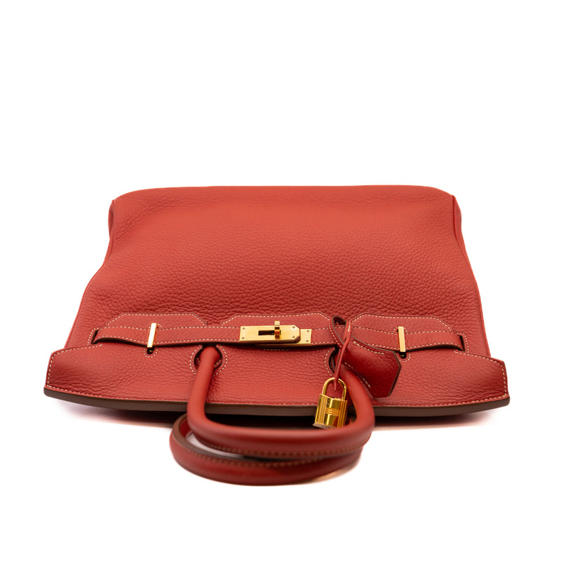 Birkin 35 In Orange Red Togo GHW O Stamp - L'UXE LINK