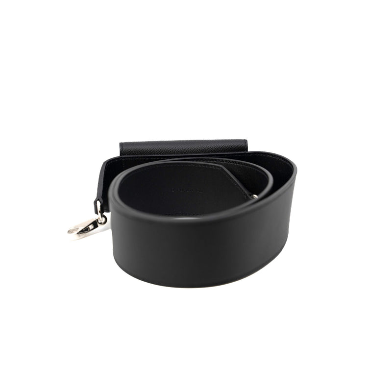 Kelly Pocket Bag Strap In Black Swift/Epsom Calfskin Leather 50mm PHW - L'UXE LINK