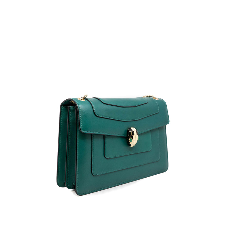 medium Serpenti Forever in calfskin green ghw