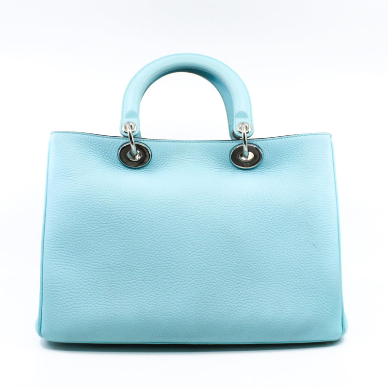 Medium Diorissimo Mint Blue/Grey Calfskin Handbag PHW With Strap - L'UXE LINK