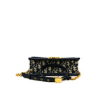 thumbnail mini 30 montaigne with chain in blue dior oblique jacquard ghw 2023