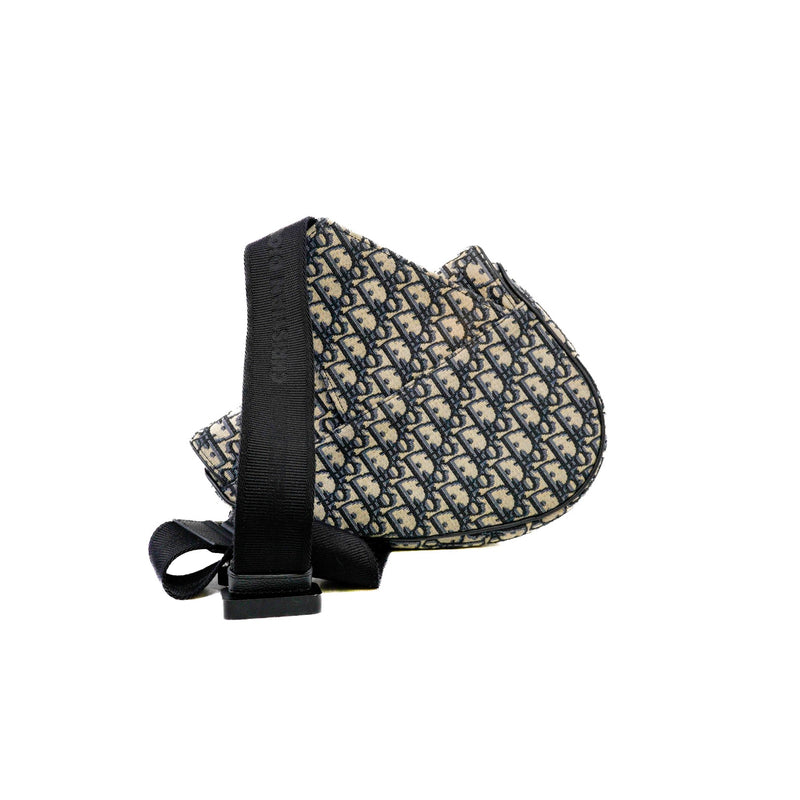 saddle bag with strap in Black Dior Oblique Jacquard fabric