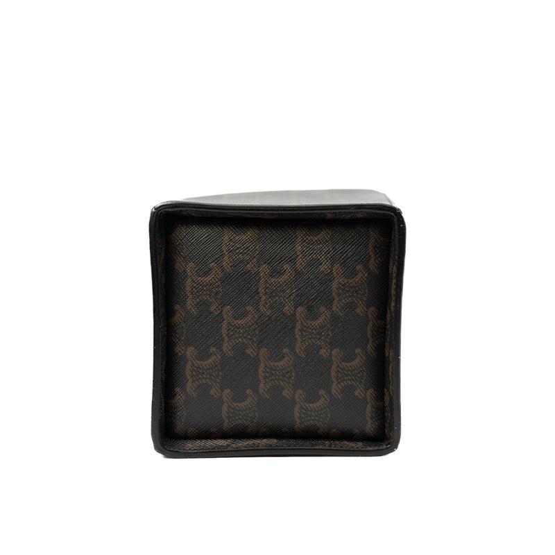 Strap Box Top Handle Bag Triomphe Canvas In Brown GHW - L'UXE LINK
