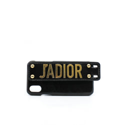 J'Adior Crinkled Calfskin In Black/Gold iPhone X/XS Cover GHW - L'UXE LINK