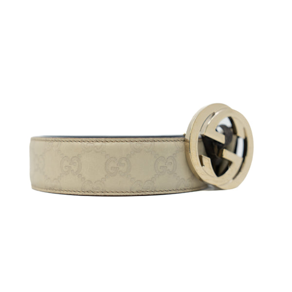 Off White Guccissima Leather Interlocking G Buckle Belt Size 90 - L'UXE LINK