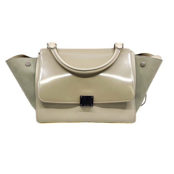 small trapeze in patent/suede/ calfskin in light gery phw