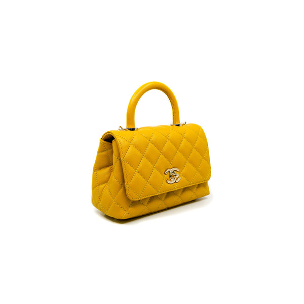 coco handle in mini caviar yellow ghw