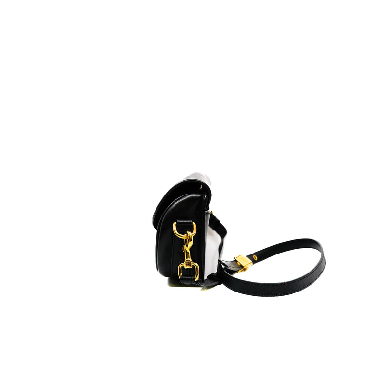 small bobby bag with strap in calfskin black ghw 2021
