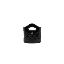nano 31 bag in black shiny leather phw