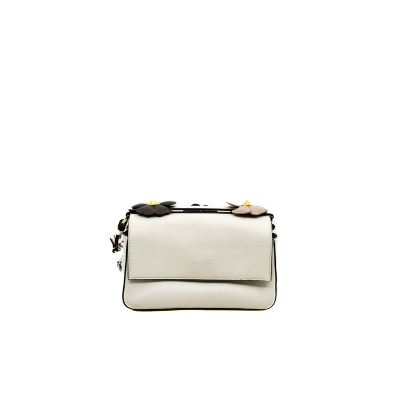 Micro Double Baguette Flowerland White Leather Handbag Multicolor Handware - L'UXE LINK