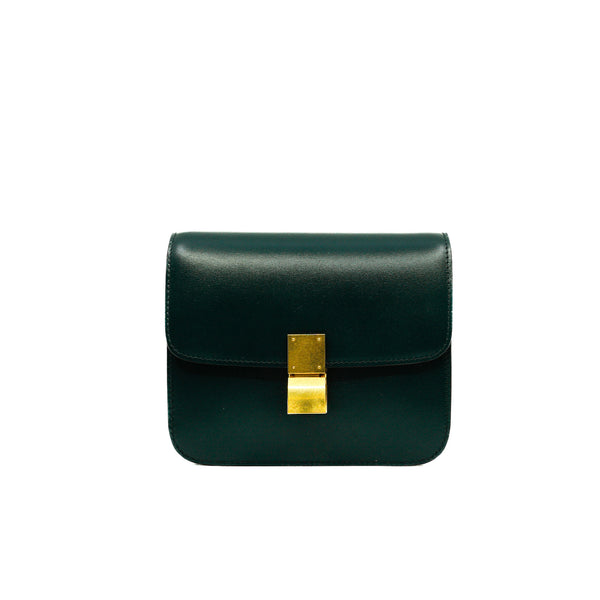 Celine Teen Classic Bag In Box Calfskin Green Ghw With Strap