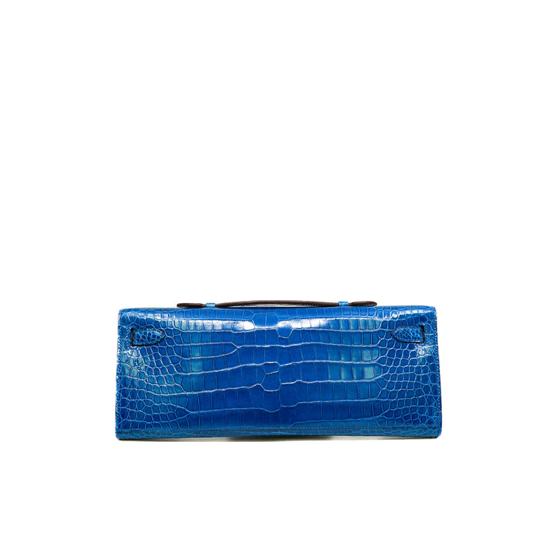 Kelly Cut Pochette 7Q Mykonos In Shiny Niloticus Crocodile PHW Stamp T