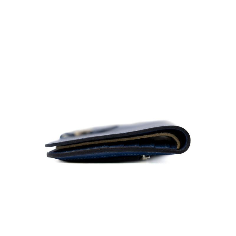 Dogon Recto Verso Wallet In Blue Togo Leather PHW C Stamp - L'UXE LINK