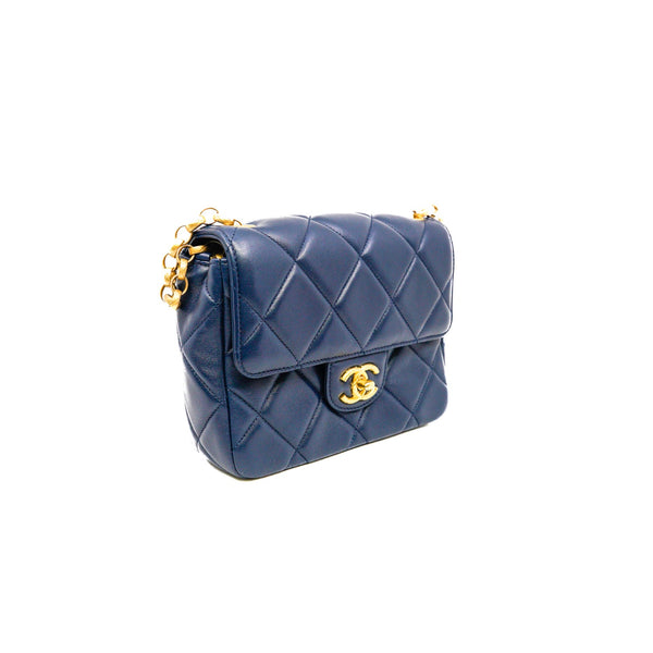 mini square cf in lambskin navy GHW