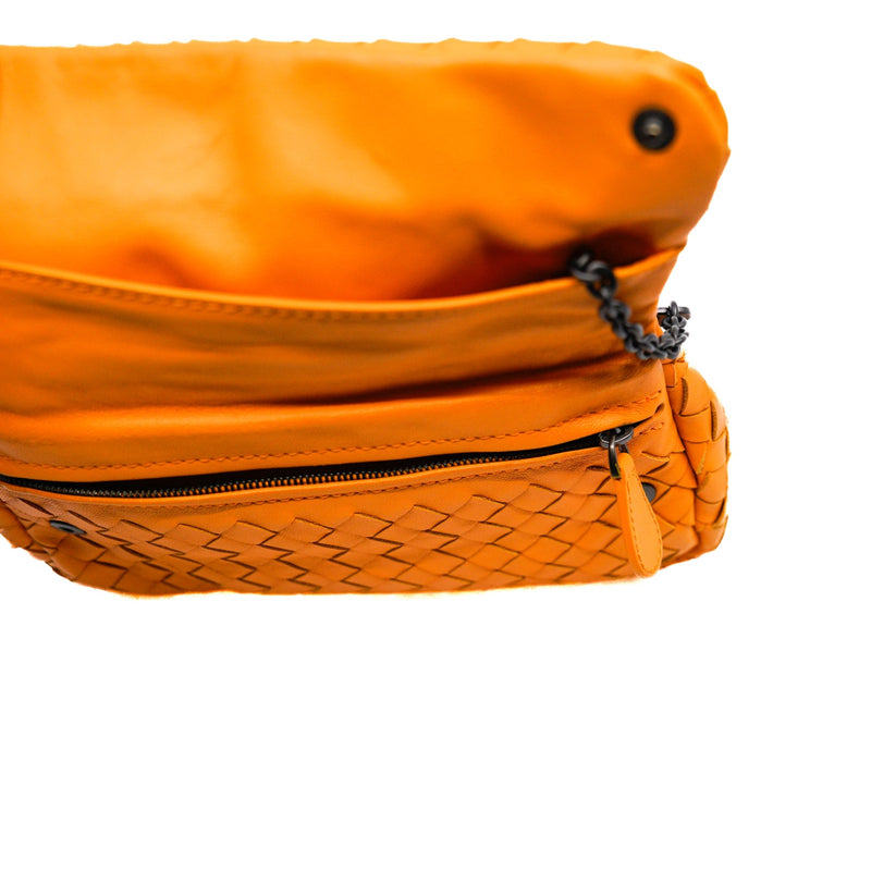 orange small flap chain bag