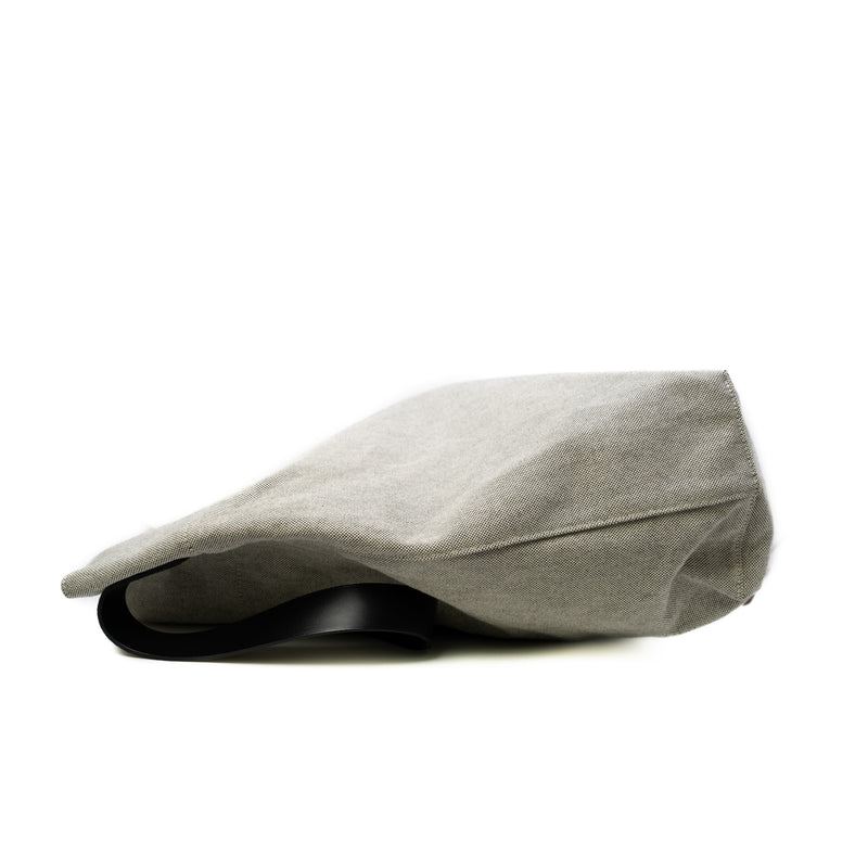 Grey With Black Strap Canvas/Leather Tote Bag PHW - L'UXE LINK