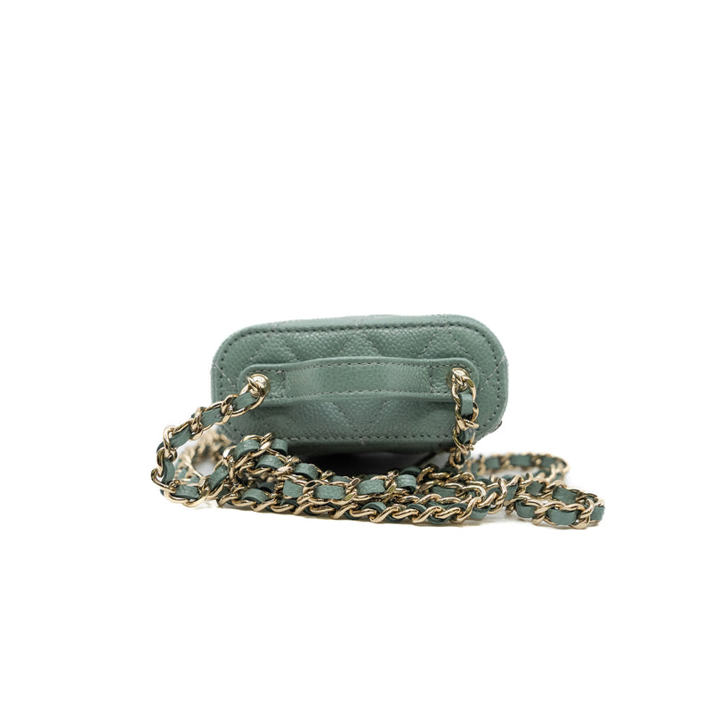 mini vanity box with handle in green caviar LGHW seri 31
