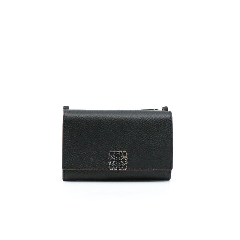 card holder with chain leather black phw