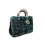 thumbnail medium diorissimo tote in blue/ black fur phw