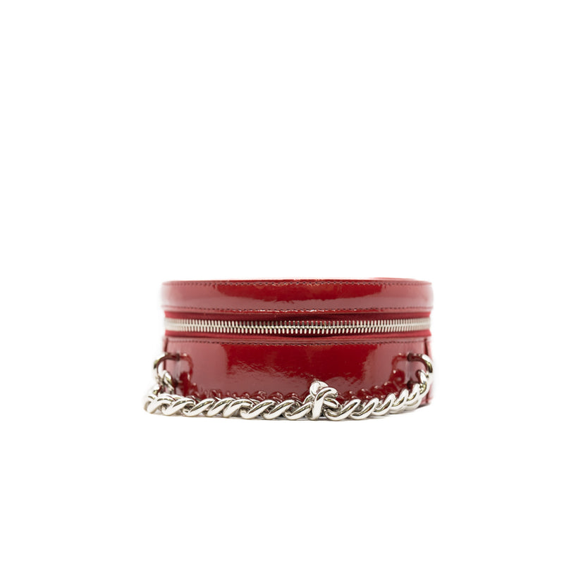Red Patent Leather Round As Earth Evening Handbag With Chain PHW Seri 26 - L'UXE LINK