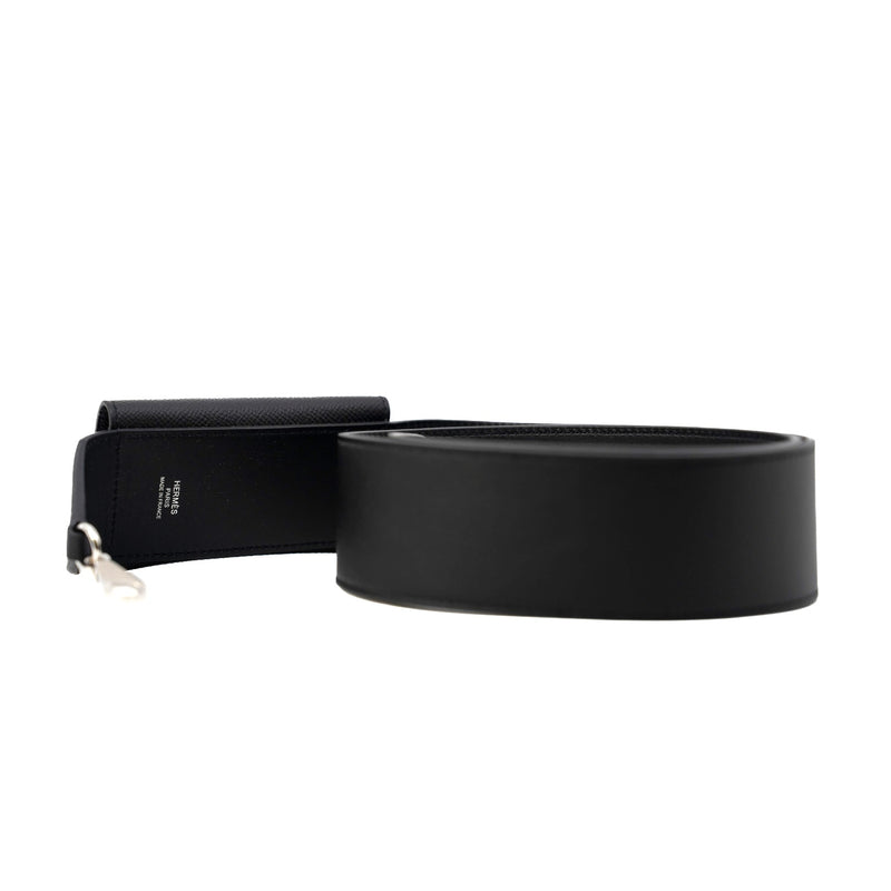 Kelly Pocket Bag Strap In Black Swift/Epsom Calfskin Leather 50mm PHW - L'UXE LINK