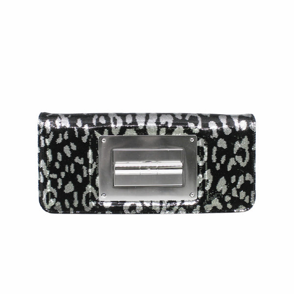 clutch glittering black and sliver with strap phw - L'UXE LINK