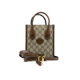 thumbnail Mini Tote Bag With Interlocking G In Beige And Ebony GG Supreme Canvas GHW