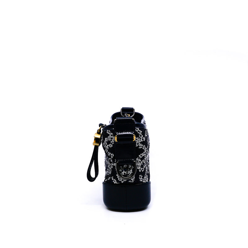 Small Sequin And Leather Gabrielle In Blue And Black Hobo Bag Multi Hardware Seri 27 - L'UXE LINK