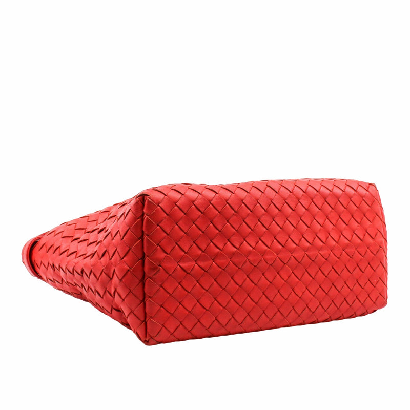 Bella Tote Intrecciato Nappa small Leather orange red  Gun Metal - L'UXE LINK