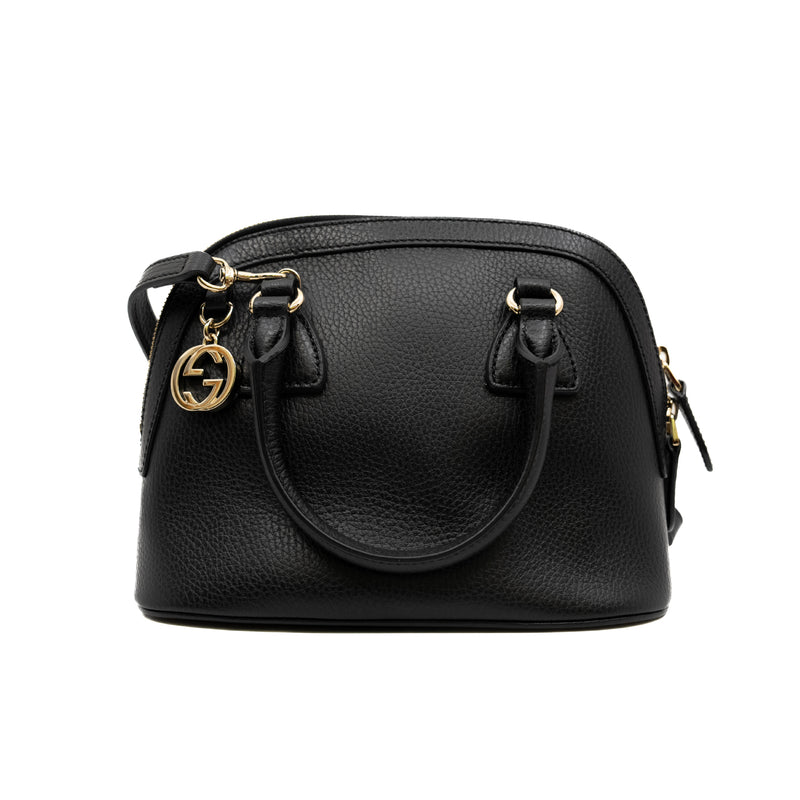 small GG Interlocking bag in black with strap GHW - L'UXE LINK