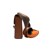 thumbnail mini Verrou in Cuivre goat leather with fabric strap stamp D PHW