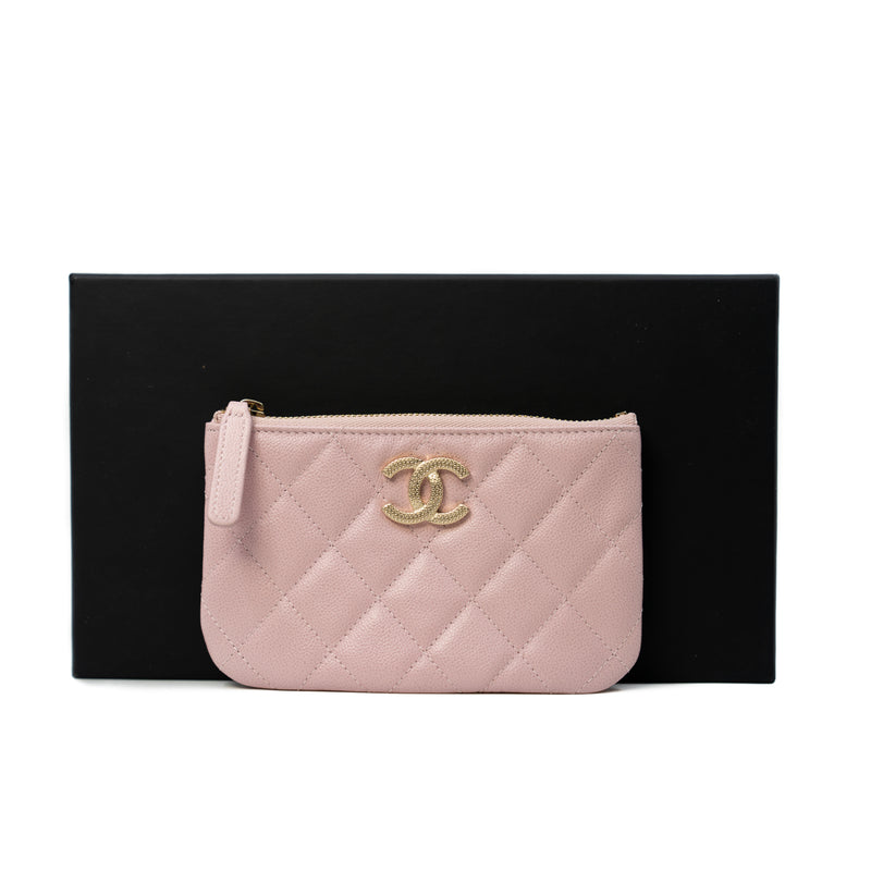 Mini Classic O Case In Pink Caviar Leather Quilted Pouch GHW - L'UXE LINK