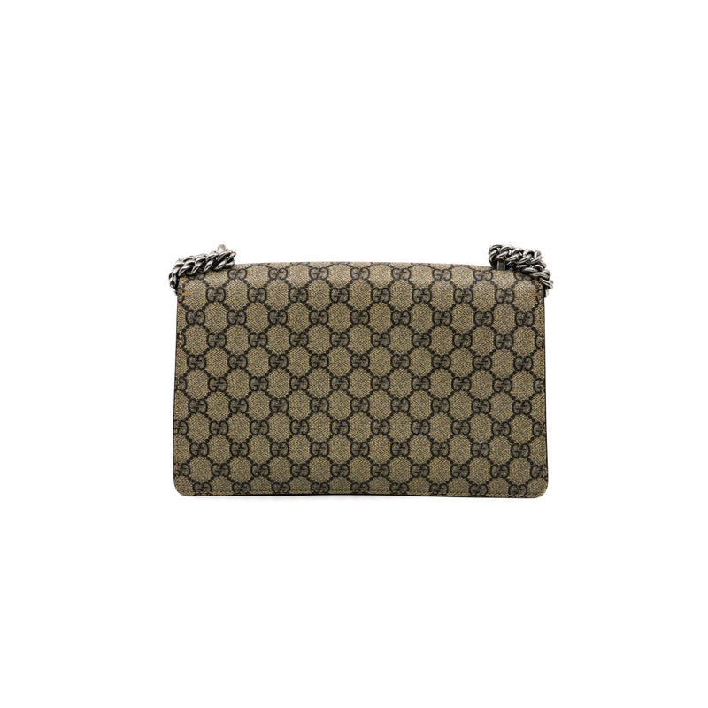 Dionysus medium printed coated-canvas and suede shoulder bag in brown color