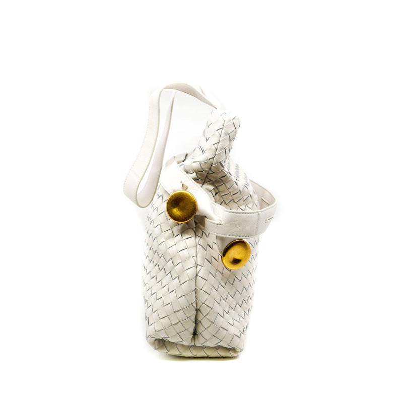 tote shoulder bag in white with strap - L'UXE LINK