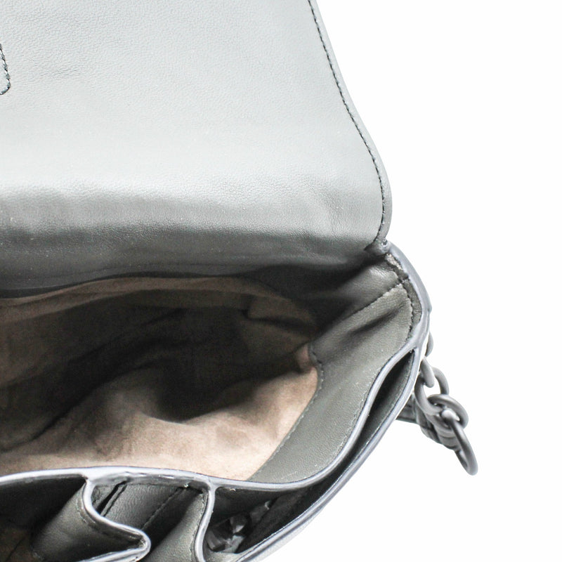 flap crossbody bag small leather gray