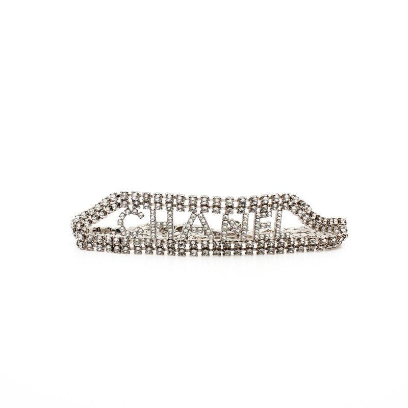Crystal CC Logo Silver Choker Necklace - L'UXE LINK