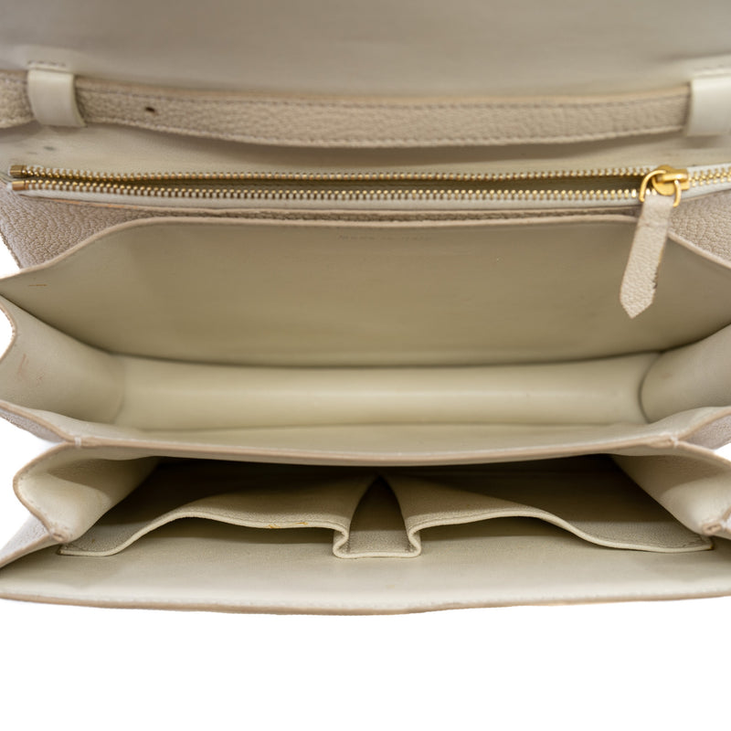 Medium Milky White Classic Box Calfskin Leather Bag GHW - L'UXE LINK