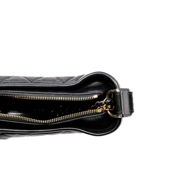 Small Gabrielle Hobo in black calfskin PHW