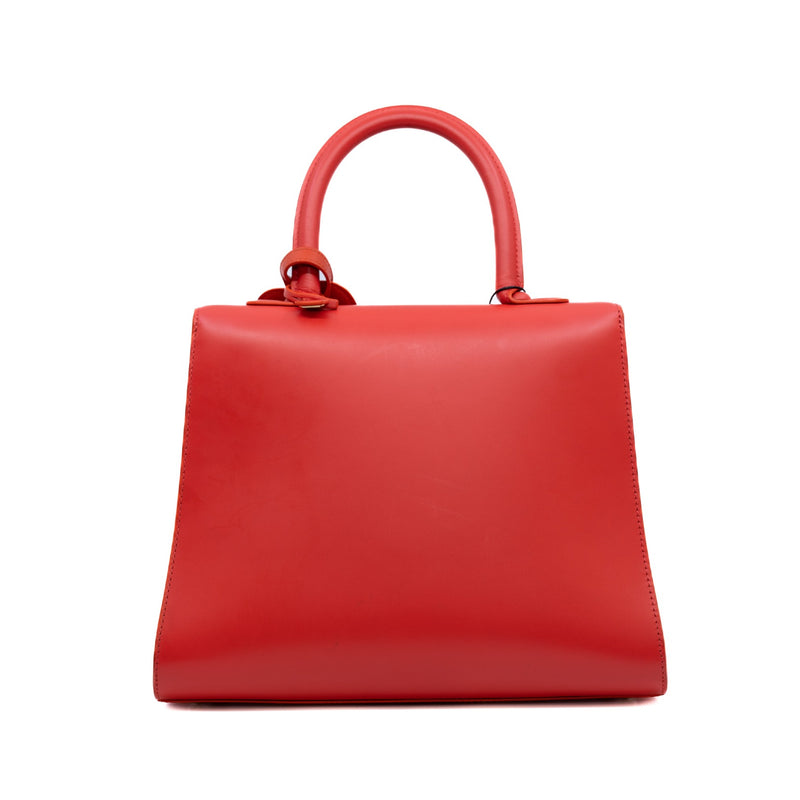 Brilliant medium size top handle bag in orange red color phw