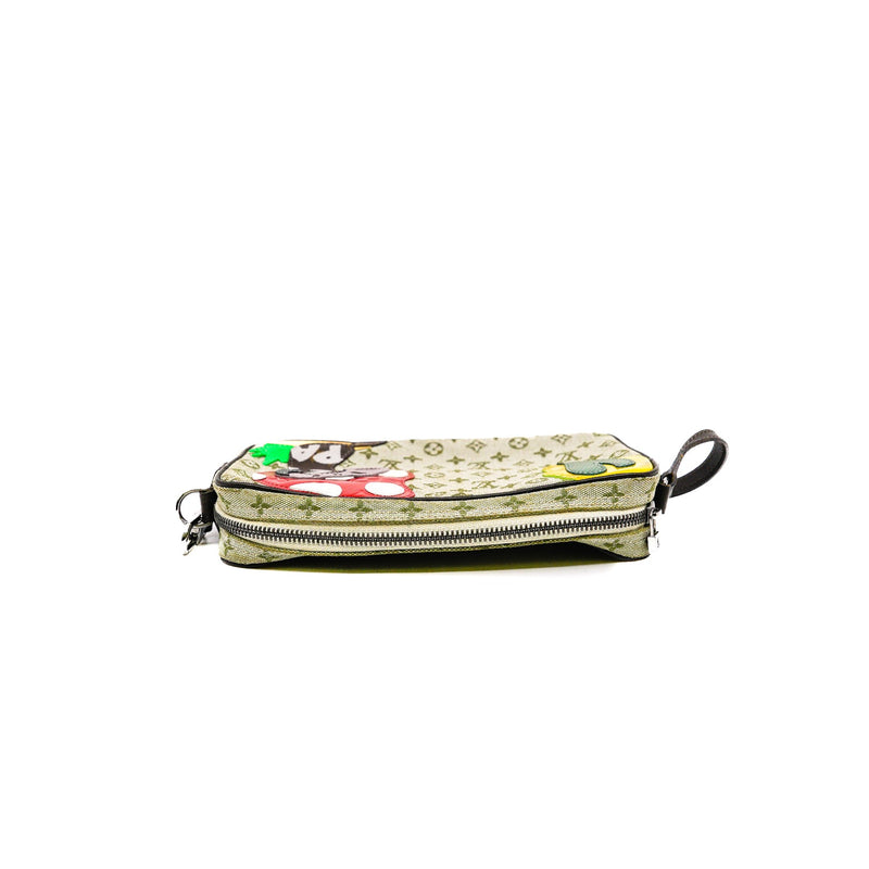 denim pochette in monogram green phw