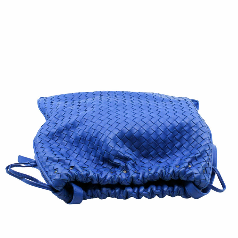 Drawstring Tassel Tote Intrecciato Nappa leather blue - L'UXE LINK