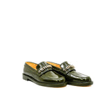 thumbnail loafer with chanel logo in dark green patent #36.5