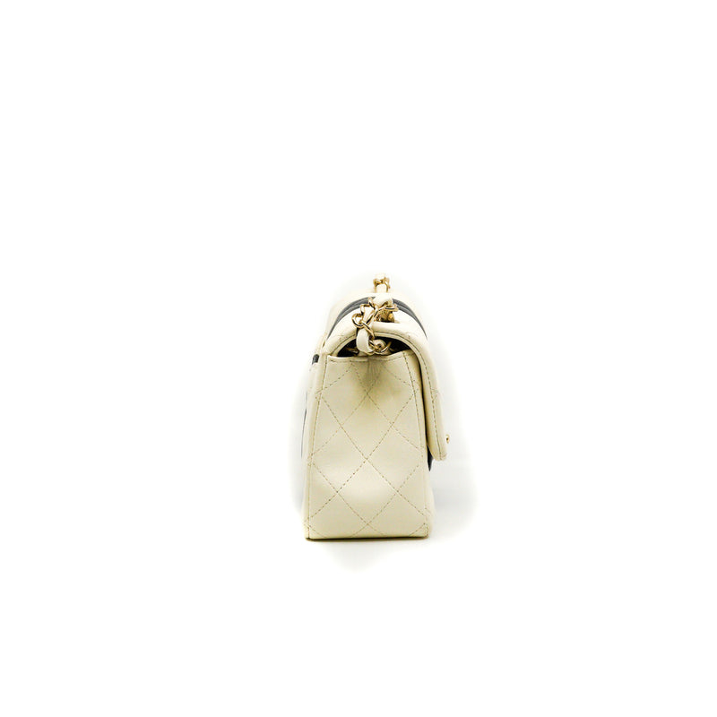 Mini Rectangular In White/Black Lambskin Flap Bag GHW Seri GKNKXXXX - L'UXE LINK