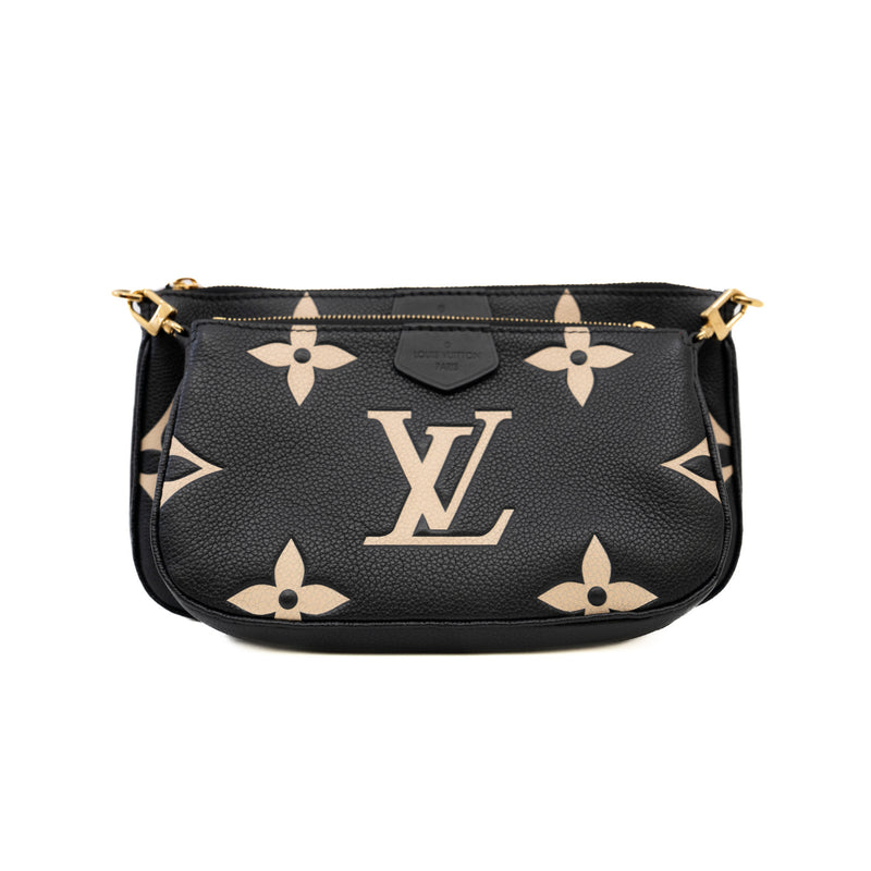multi pochette black&white leather