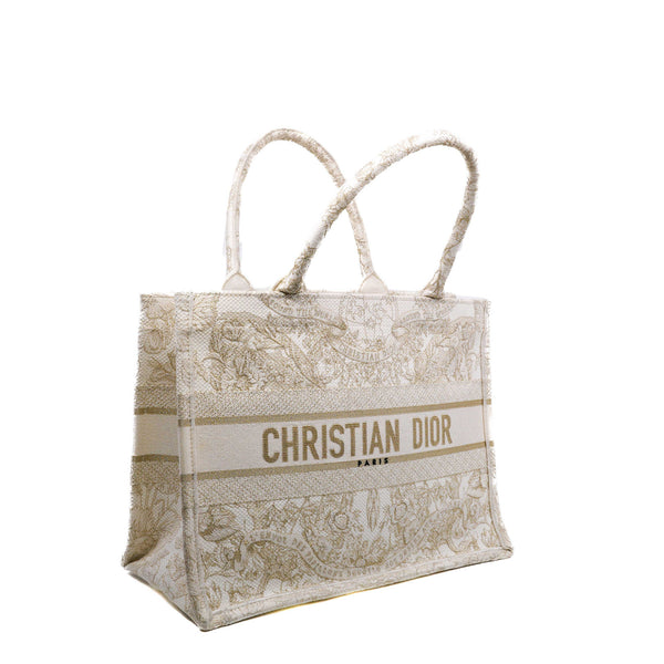 White Butterfly Medium Dior Book Tote - L'UXE LINK