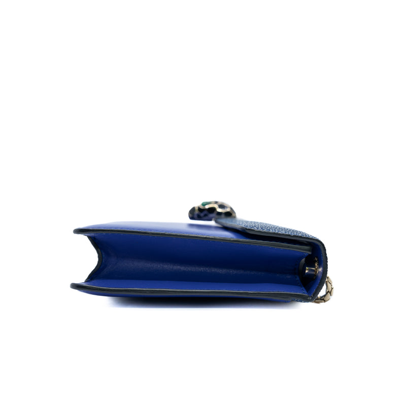 Serpenti Blue Jasper Galuchat Skin Calfskin Forever Crossbody Bag Ghw - L'UXE LINK