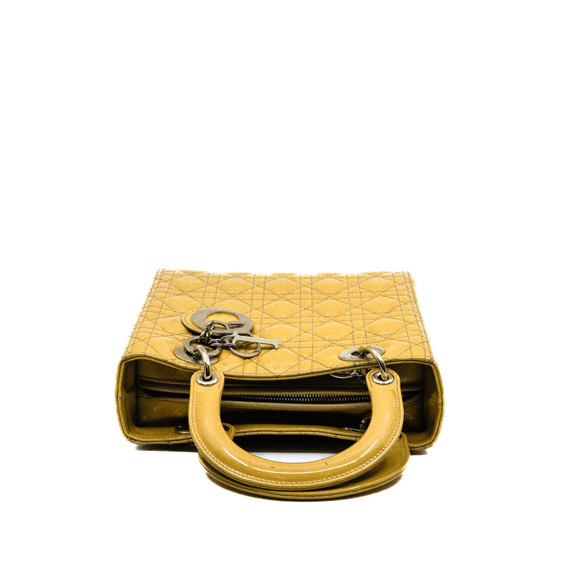 Metallic Patent Cannage Medium Lady Dior Yellow GHW 2011