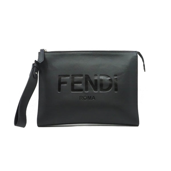 zippy letter clutch in leather black phw - L'UXE LINK