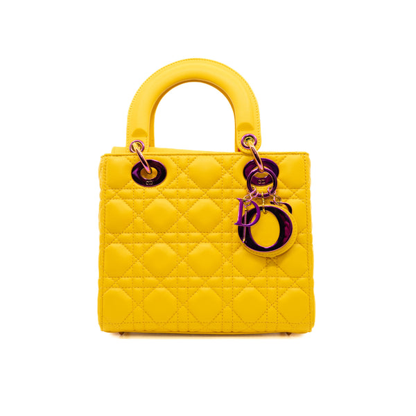 medium lady  in lambskin yellow/pink phw 2022
