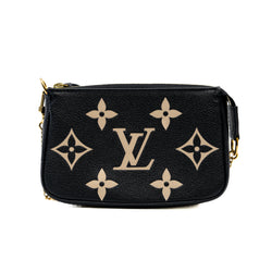 Mini Pochtette Accessories In White Logo Black Leather - L'UXE LINK